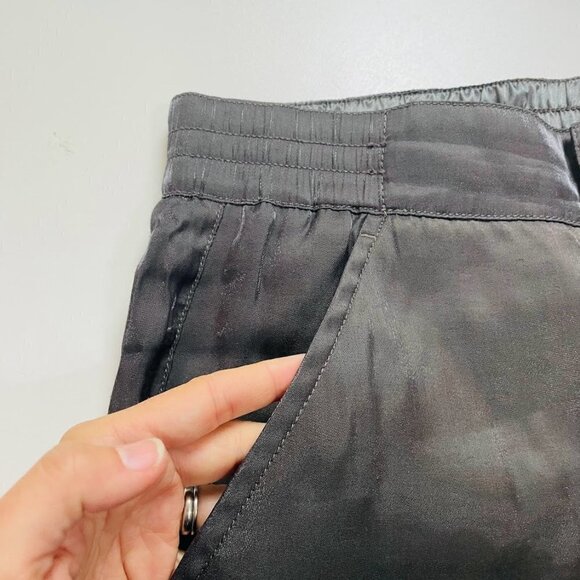 Anthropologie High Waist Metallic Shimmer Utility Cargo Joggers Sage Army Green - Picture 5 of 15